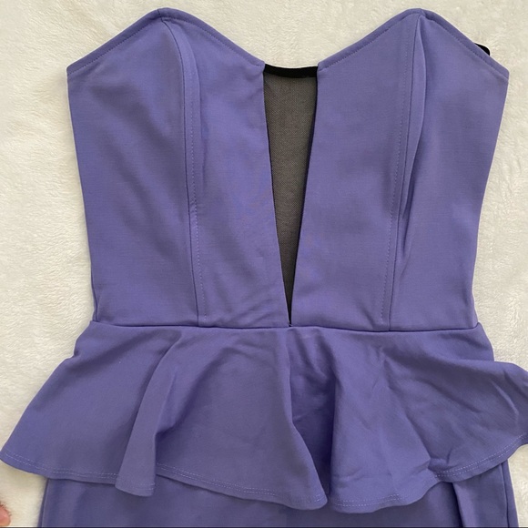 Arden B Peplum Bodycon Dress - Purple - Picture 2 of 5